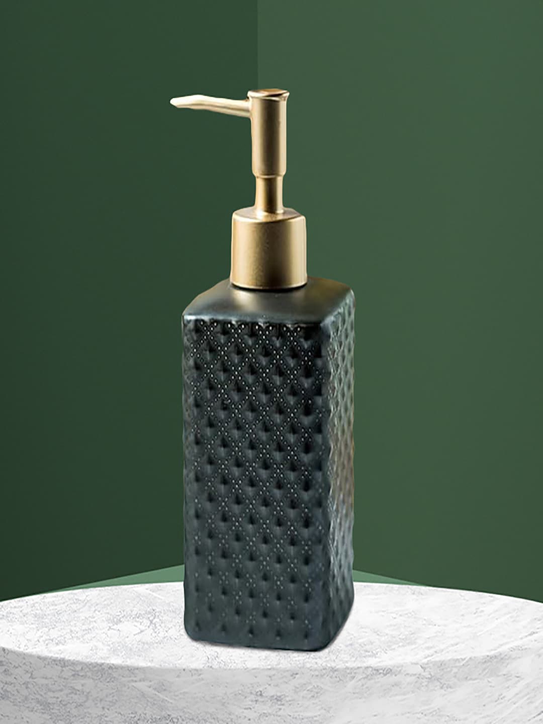 

Kuber Industries Checked Ceramic Soap Dispenser - 350 ml, Black