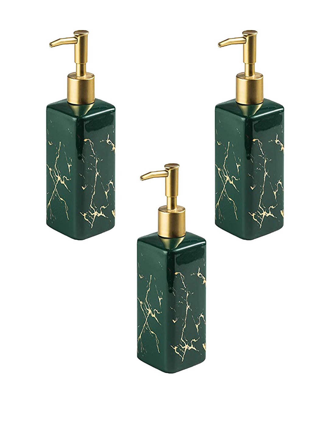 

Kuber Industries Green 3 Pcs Abstract Printed Marble Ceramic Soap Dispensers 320ml