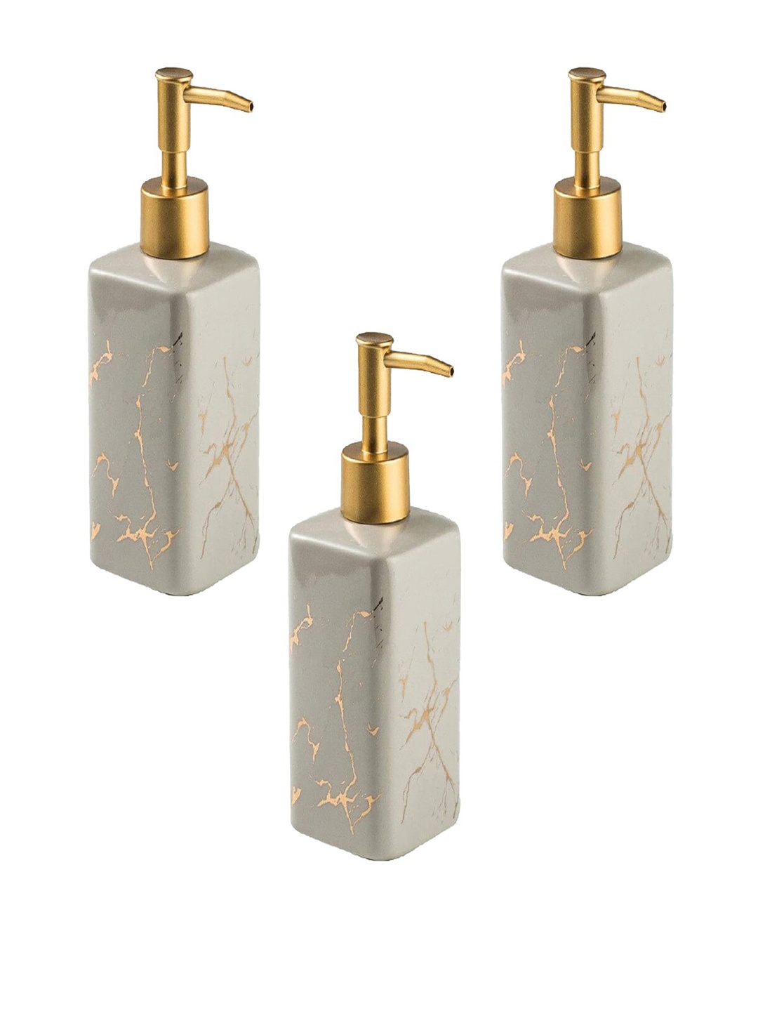 

Kuber Industries Grey 3 pieces Abstract Ceramic Soap Dispensers 320 ml