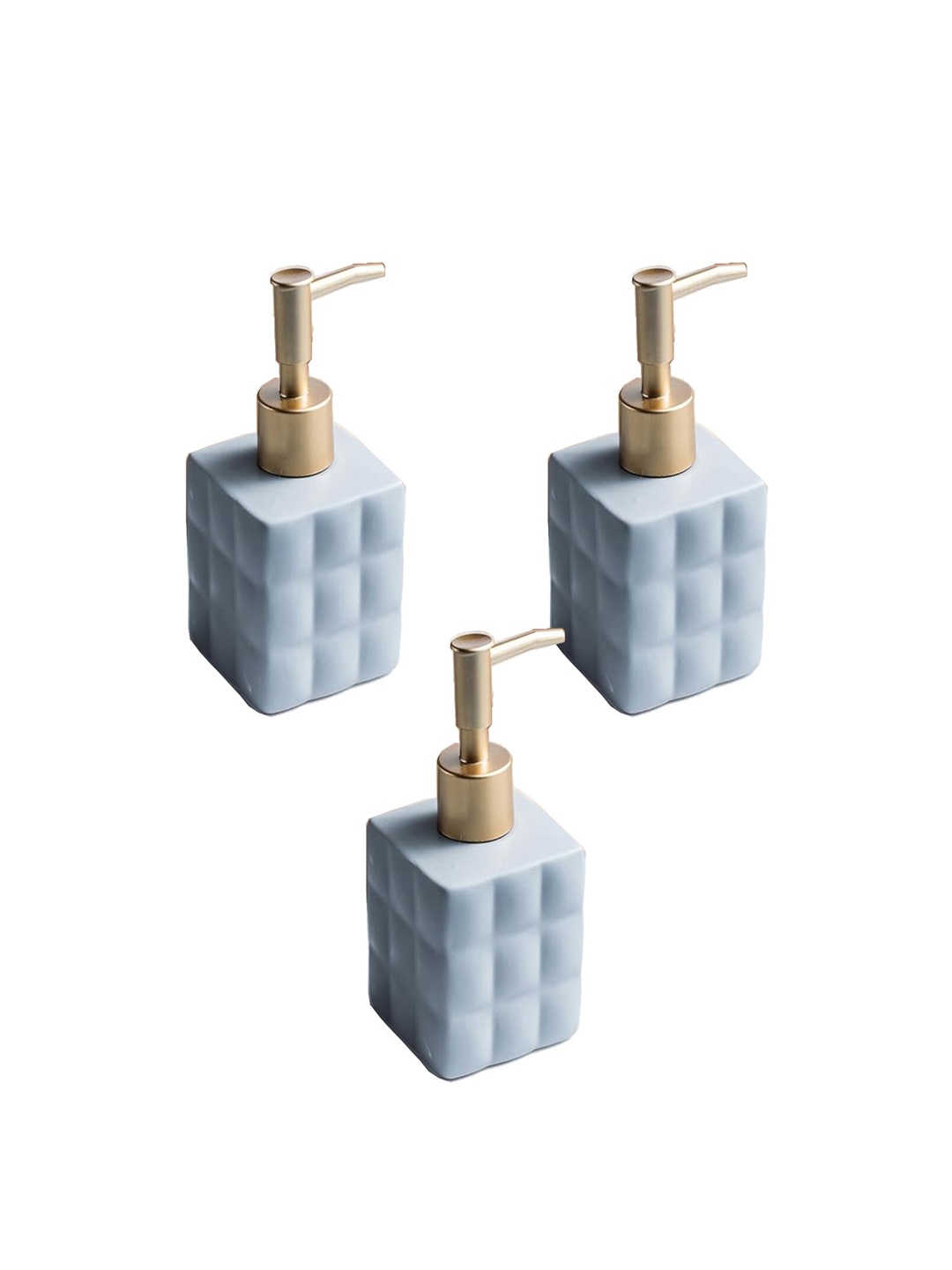 

Kuber Industries Grey 3 Pcs Checked Ceramic Liquid Soap Dispenser - 220 ml