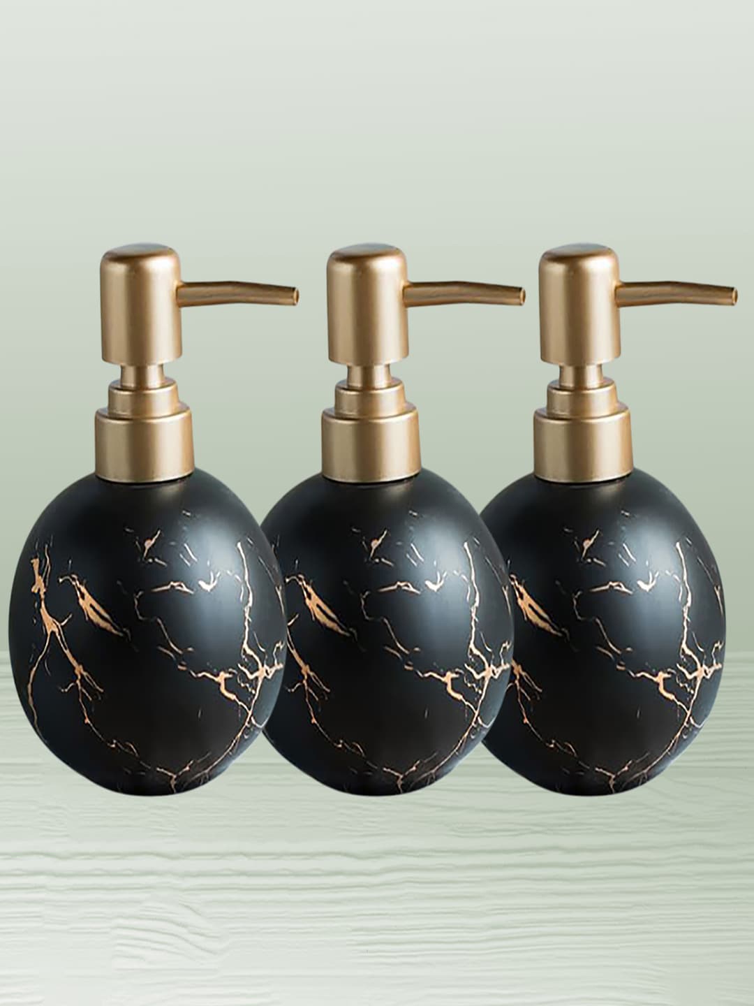 

Kuber Industries Black 3 Pieces Abstract Ceramic Liquid Soap Dispenser 300 ml each