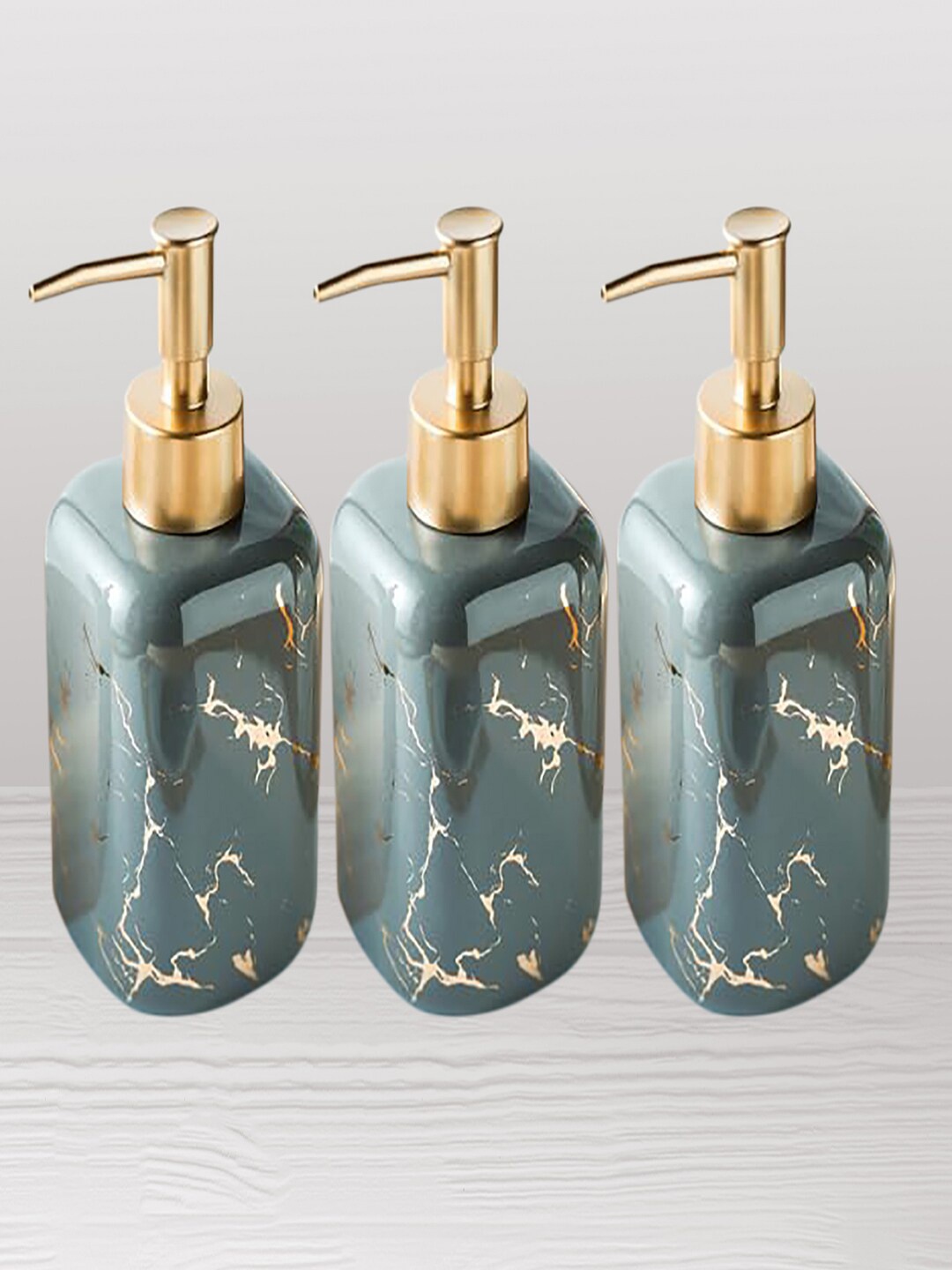 

Kuber Industries Grey 3 Pieces Abstract Ceramic Liquid Soap Dispenser 300 ml each