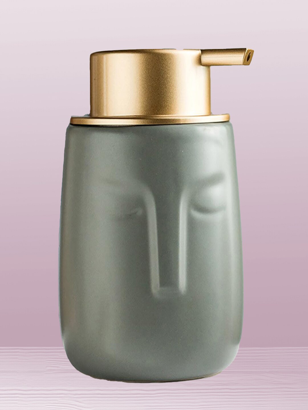 

Kuber Industries Grey Textured Ceramic Liquid Soap Dispenser 350 ml