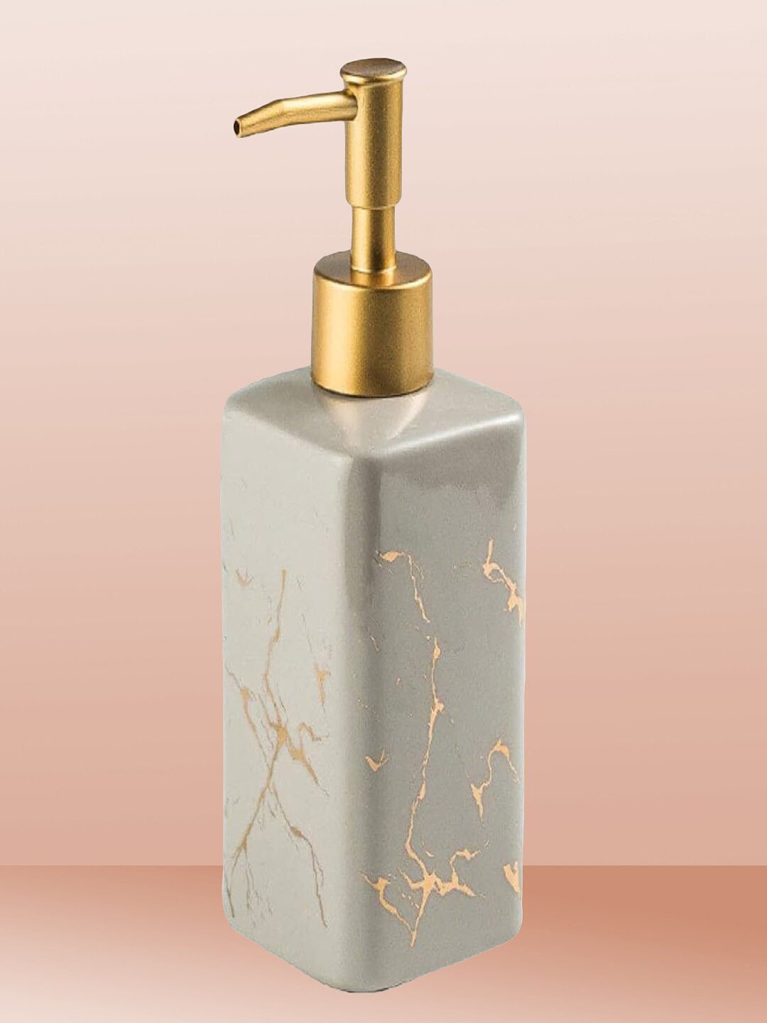

Kuber Industries Grey Abstract Printed Marble-Finish Ceramic Soap Dispenser 320ml