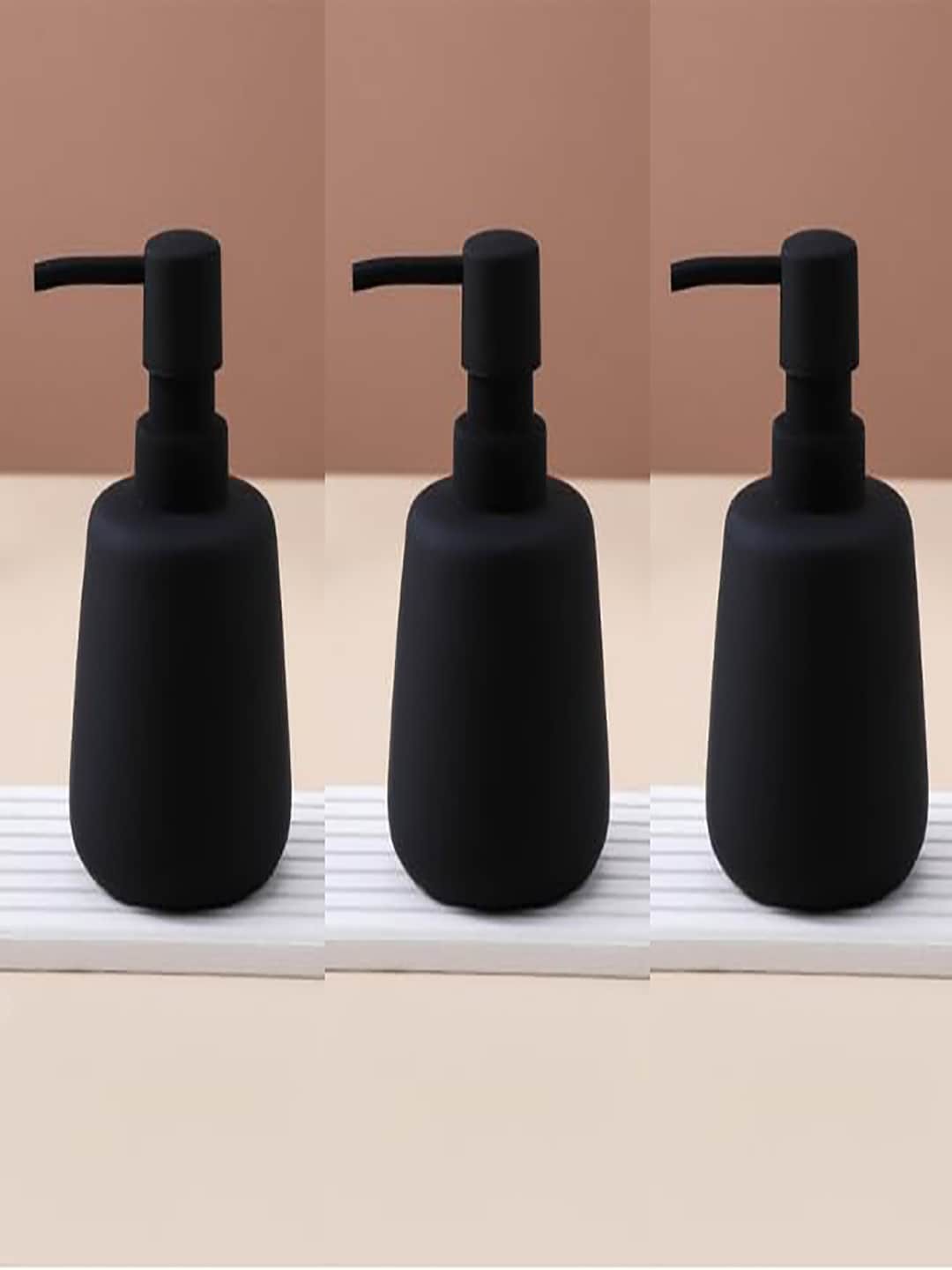 

Kuber Industries Black 3 Pieces Ceramic Liquid Soap Dispenser 260 ml each