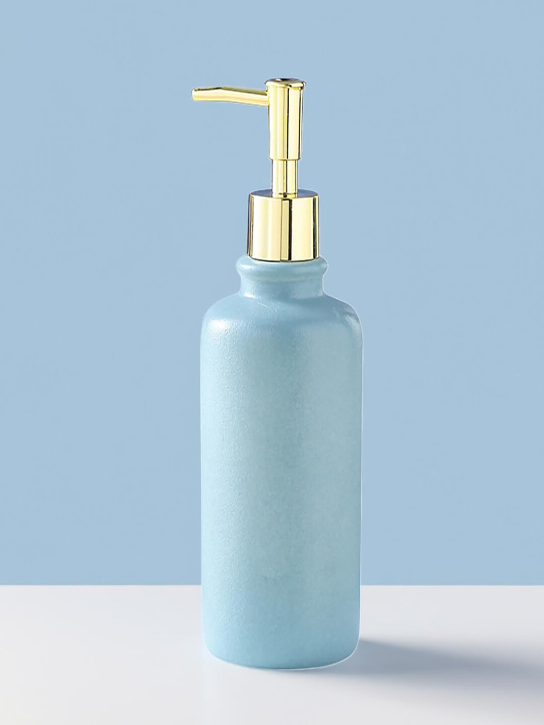 

Kuber Industries Blue Glossy Finish Ceramic Soap Dispenser 400 ml