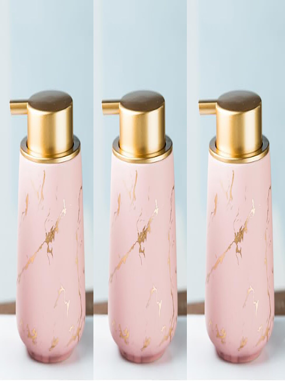 

Kuber Industries Pink 3 Pieces Abstract Ceramic Liquid Soap Dispenser 400 ml Each
