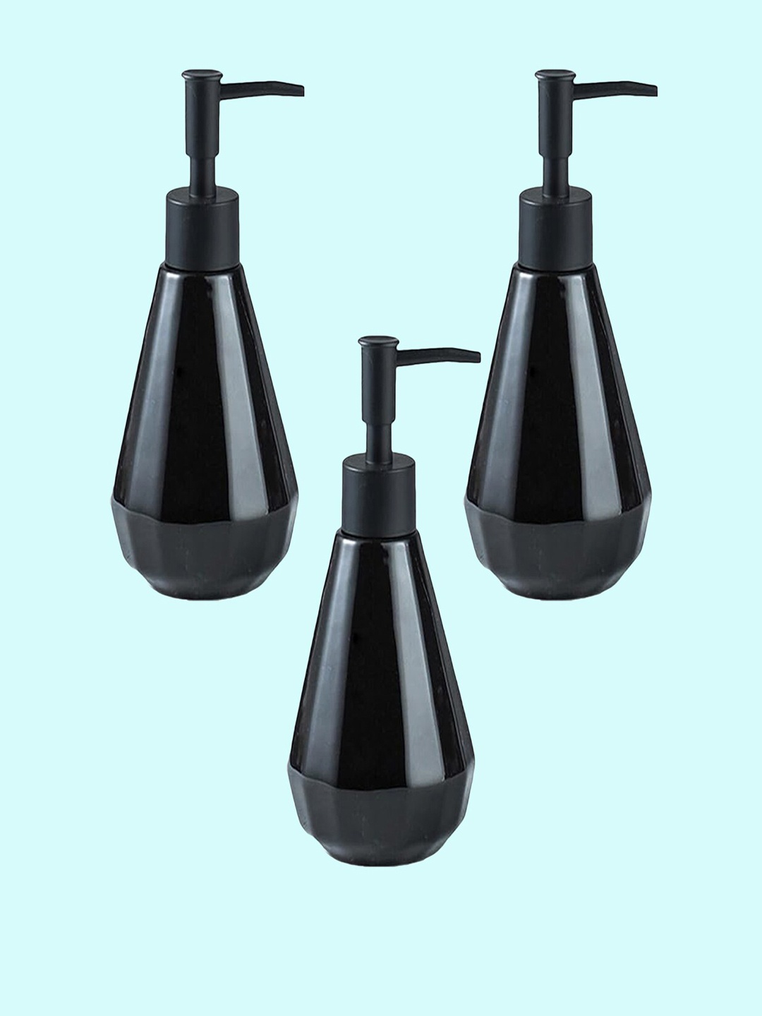 

Kuber Industries Black 3 Pieces Ceramic Liquid Soap Dispenser 250 ml Each