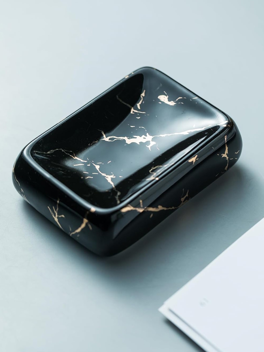 

Kuber Industries Marble Print Ceramic Soap Dish, Black