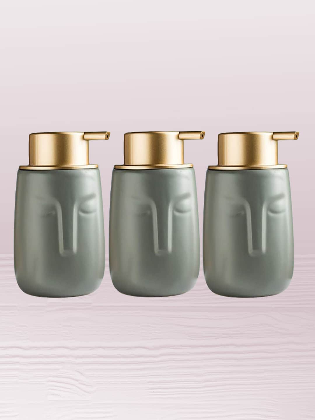 

Kuber Industries Grey 3 Piece Textured Ceramic Liquid Soap Dispensers - 350 ml