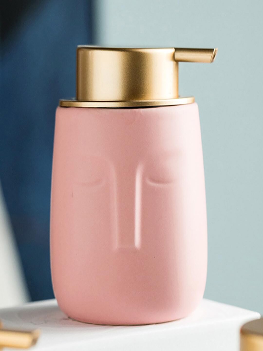 

Kuber Industries Pink Textured Ceramic Liquid Soap Dispenser 350 ml