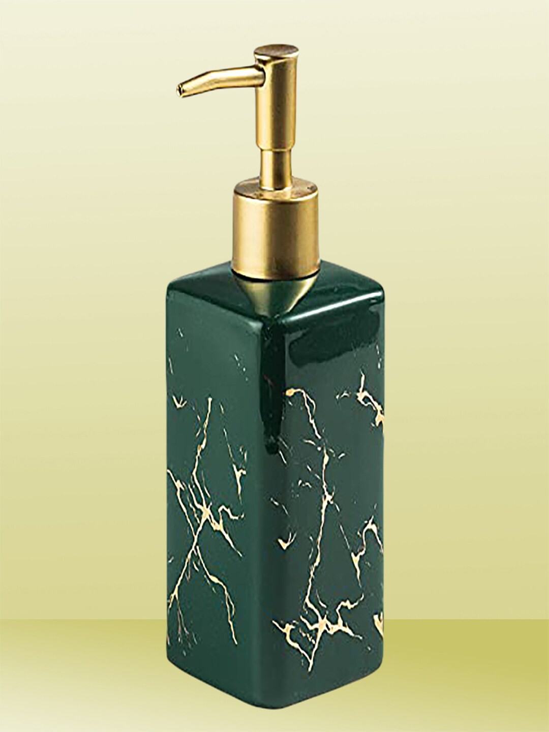 

Kuber Industries Green Abstract Printed Ceramic Liquid Soap Dispenser 320 ml