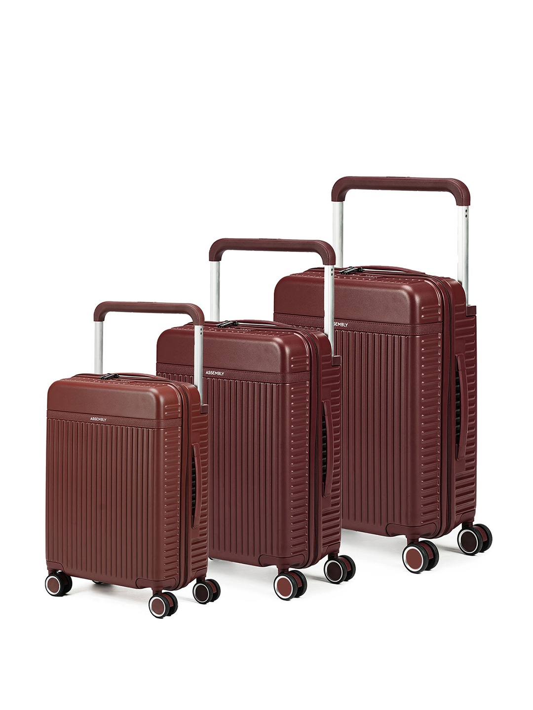 

Assembly Rover Set Of 3 Textured 360-Degree Rotation Hard-Sided Trolley Suitcases 73.5 cm, Burgundy