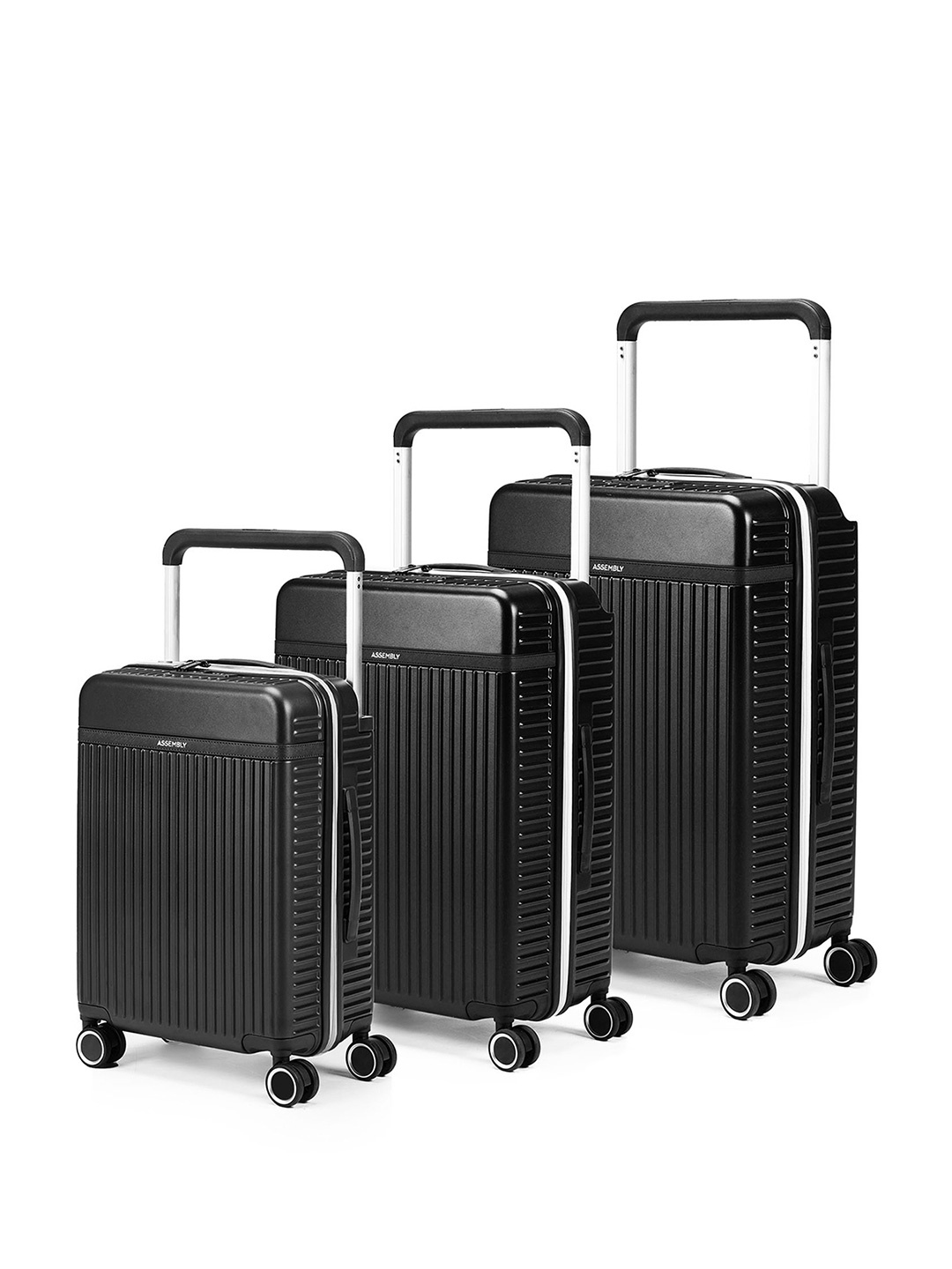 

Assembly Rover Set Of 3 Textured 360-Degree Rotation Hard-Sided Trolley Suitcases 73.5 cm, Black