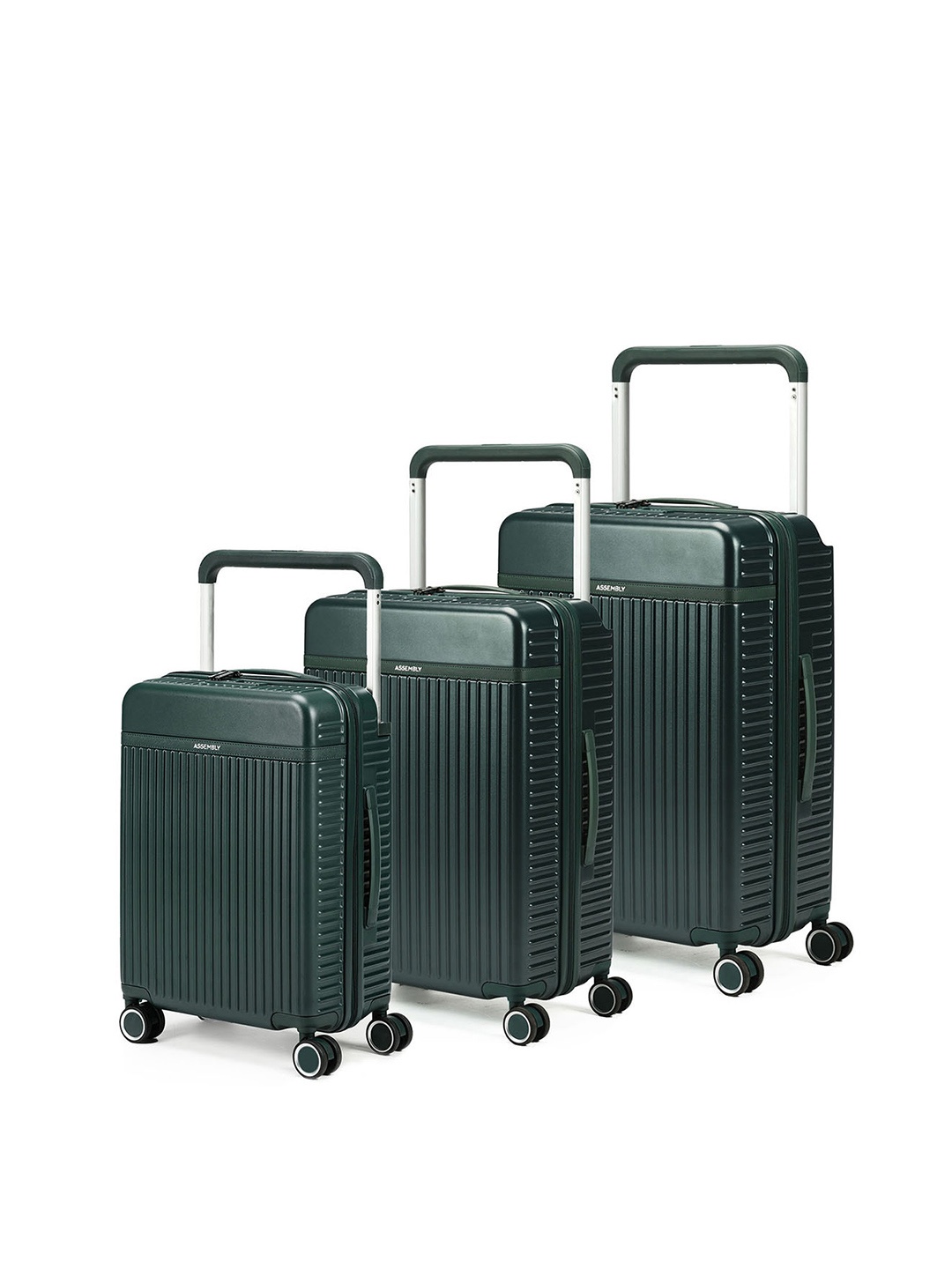 

Assembly Rover Pack Of 3 Textured 360-Degree Rotation Hard-Sided Trolley Suitcases 48.5 cm, Green