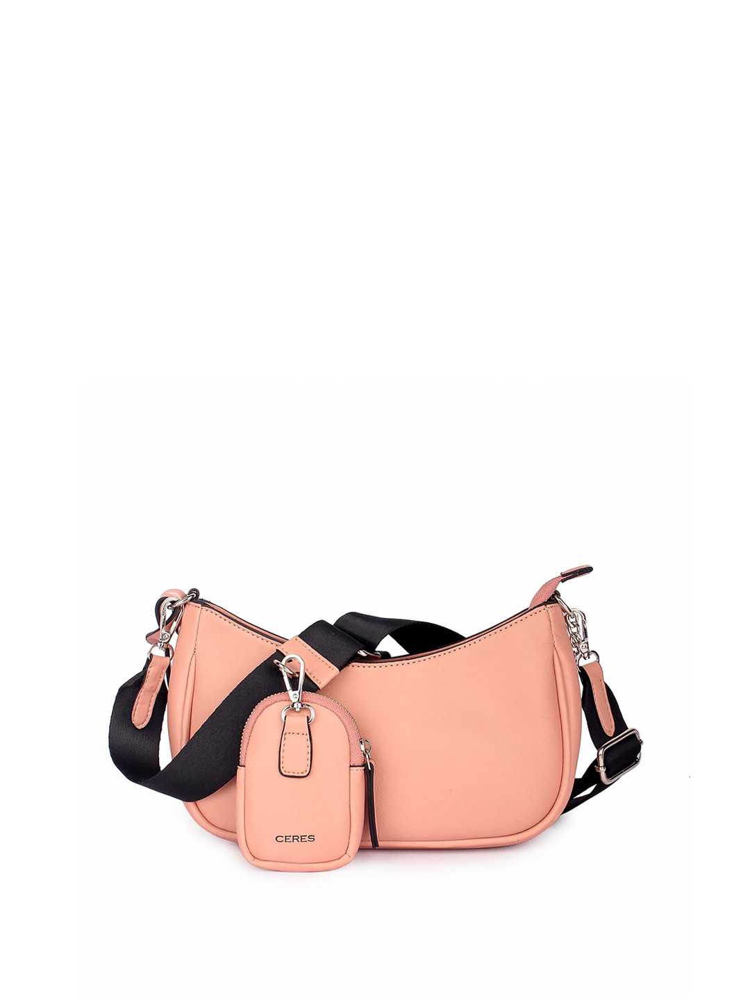 

CERES Leather Half Moon Shoulder Bag, Peach