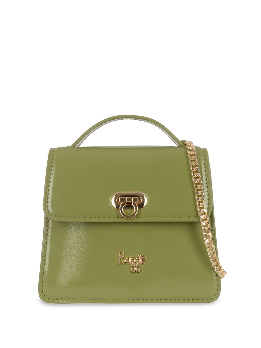 

Baggit Solid Structured Satchel, Green