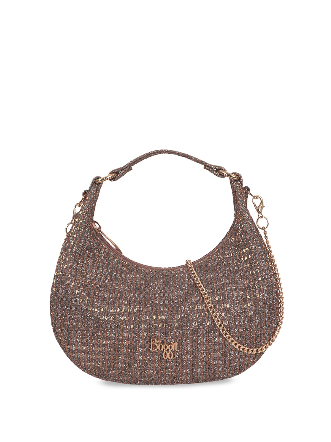

Baggit Embellished Cut Work Detailed Half Moon Hobo Bag, Brown