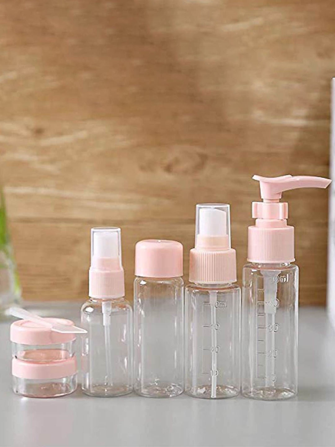 

Veoni BELLE Set of 7 Eco Friendly Mini Travel Bottles, Pink