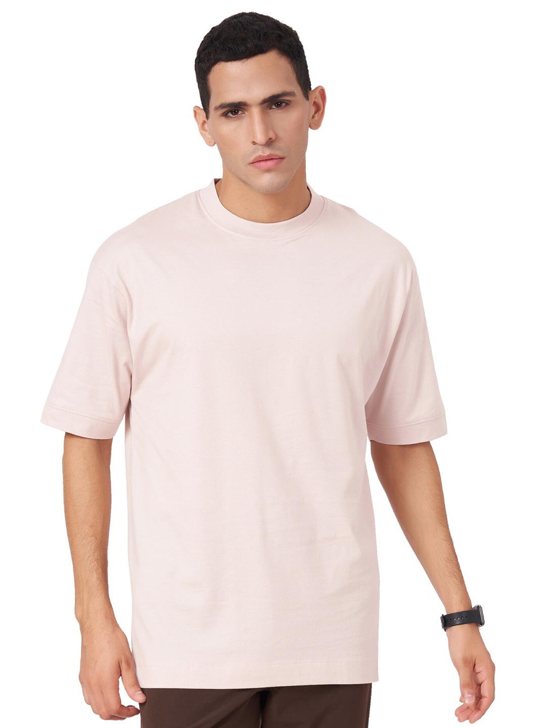 

ZU Round Neck Oversized Pure Cotton T-shirt, Beige