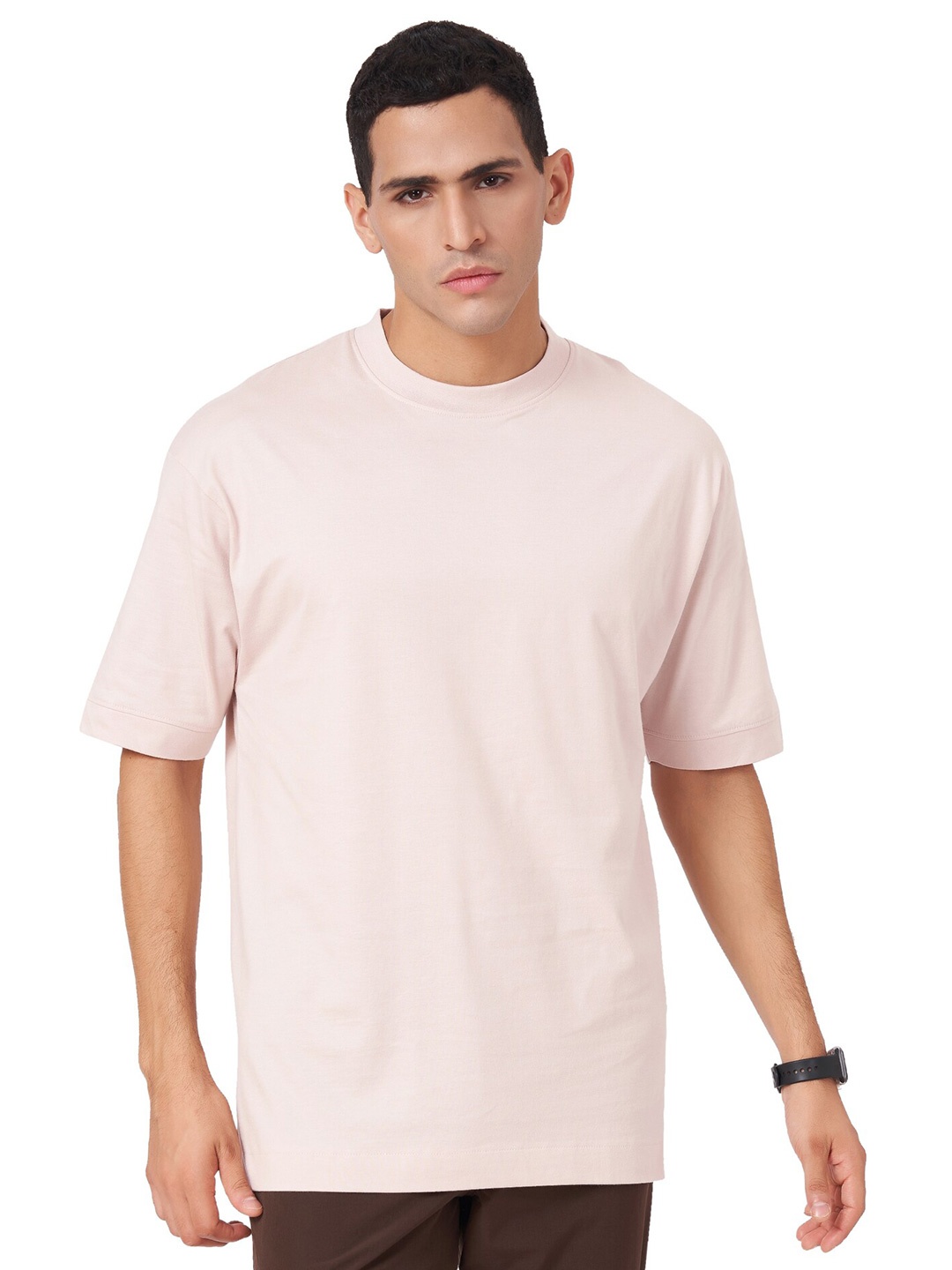 

ZU Round Neck Oversized Pure Cotton T-shirt, Beige