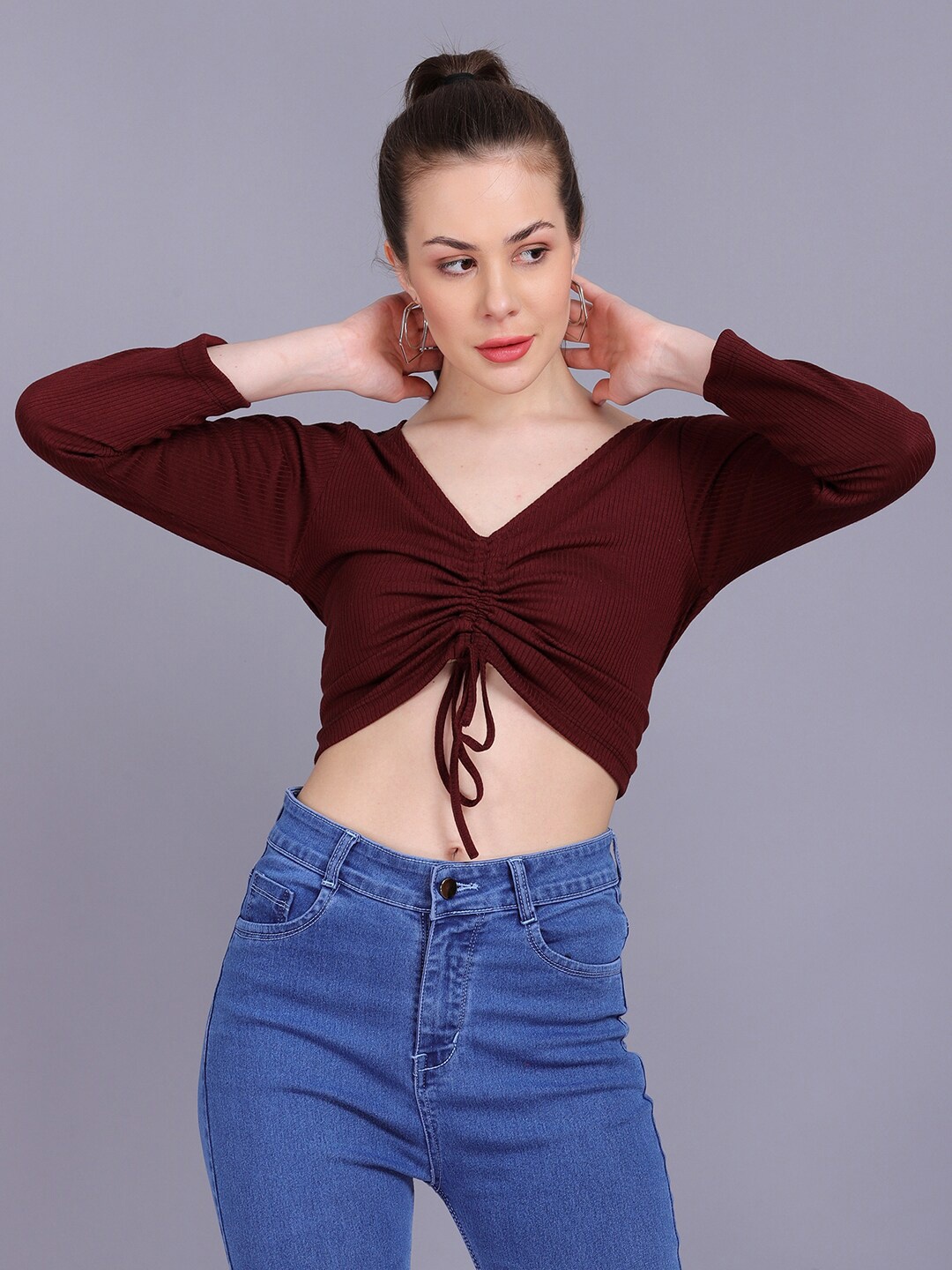 

BAESD Cotton Crop Top, Maroon