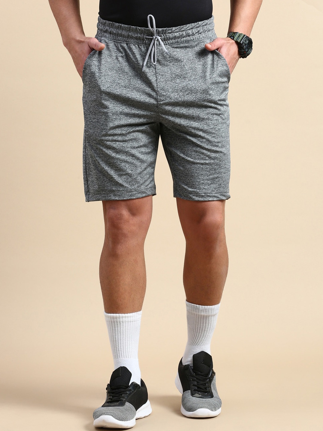 

Classic Polo Men Slim Fit Running Sports Shorts With Antimicrobial Technology, Grey