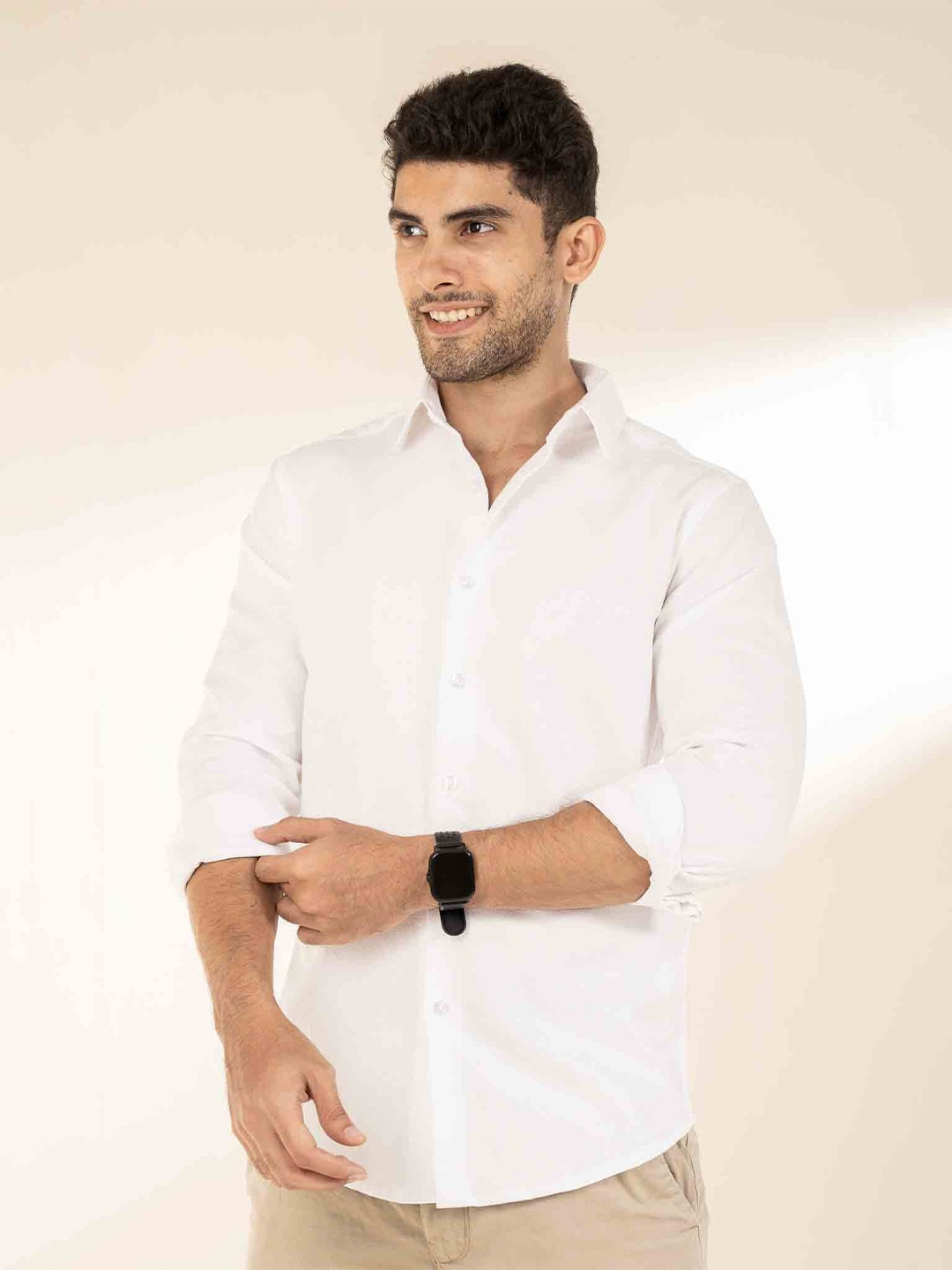 

The Bleu Label Classic Slim Fit Opaque Cotton Casual Shirt, White