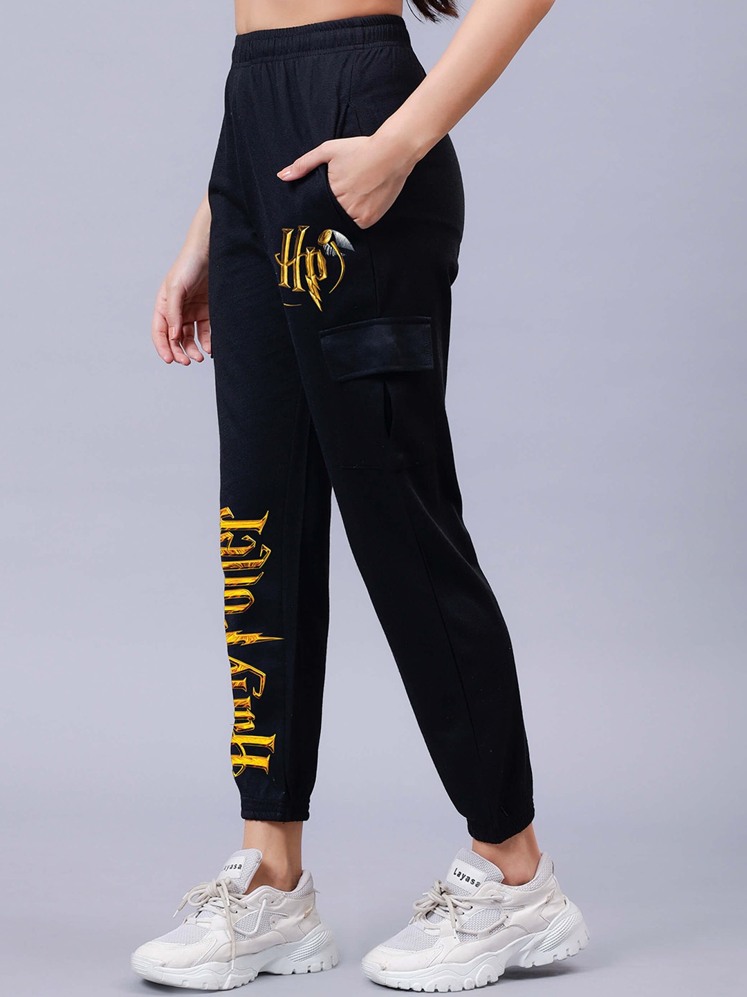 

TABADTOD Women Harry Potter Printed Relaxed-Fit Dry Fit Cargo Joggers, Black
