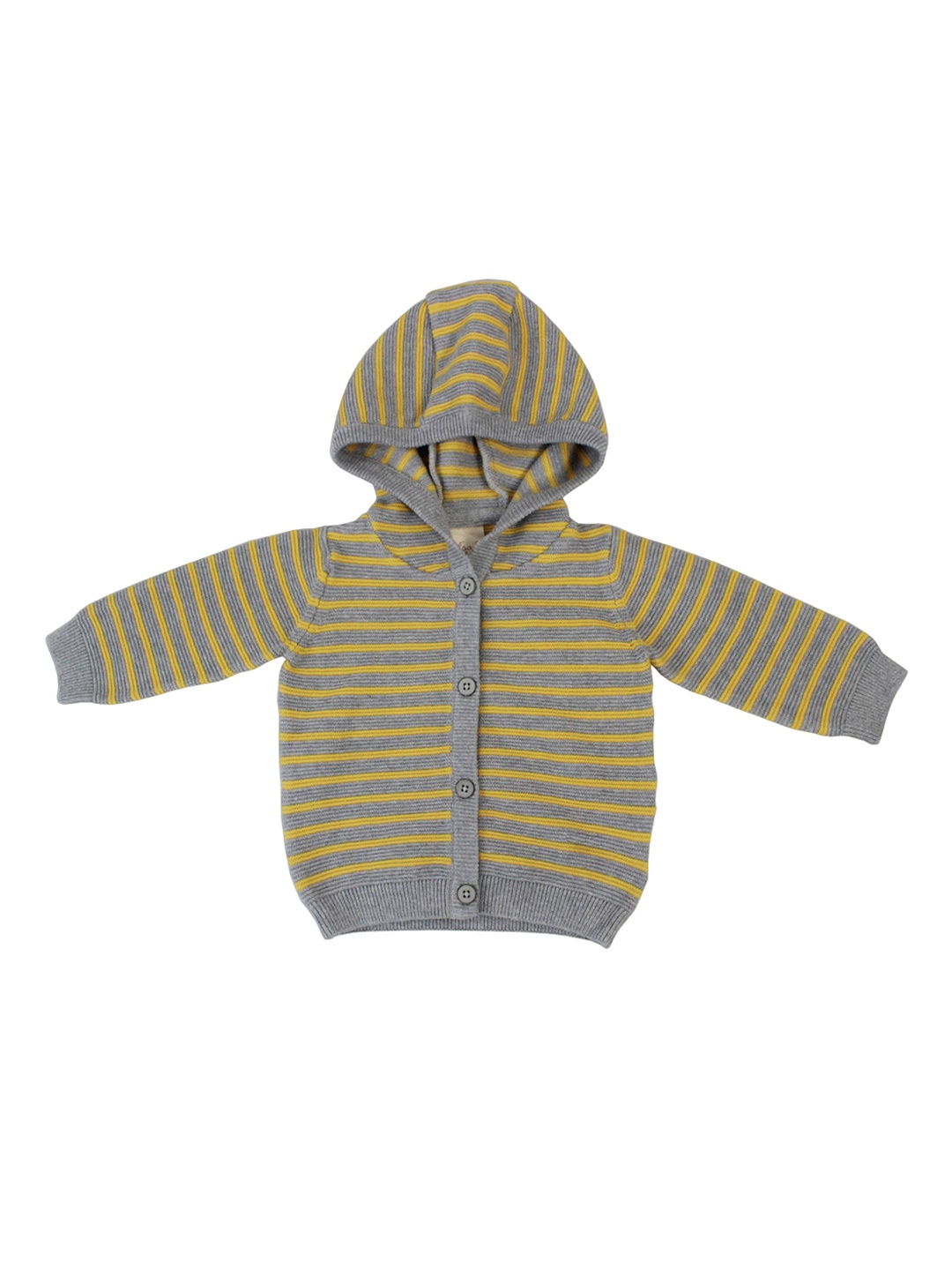 

BAESD Infant Boys Striped Hooded Organic Cotton Cardigan Sweater, Mustard