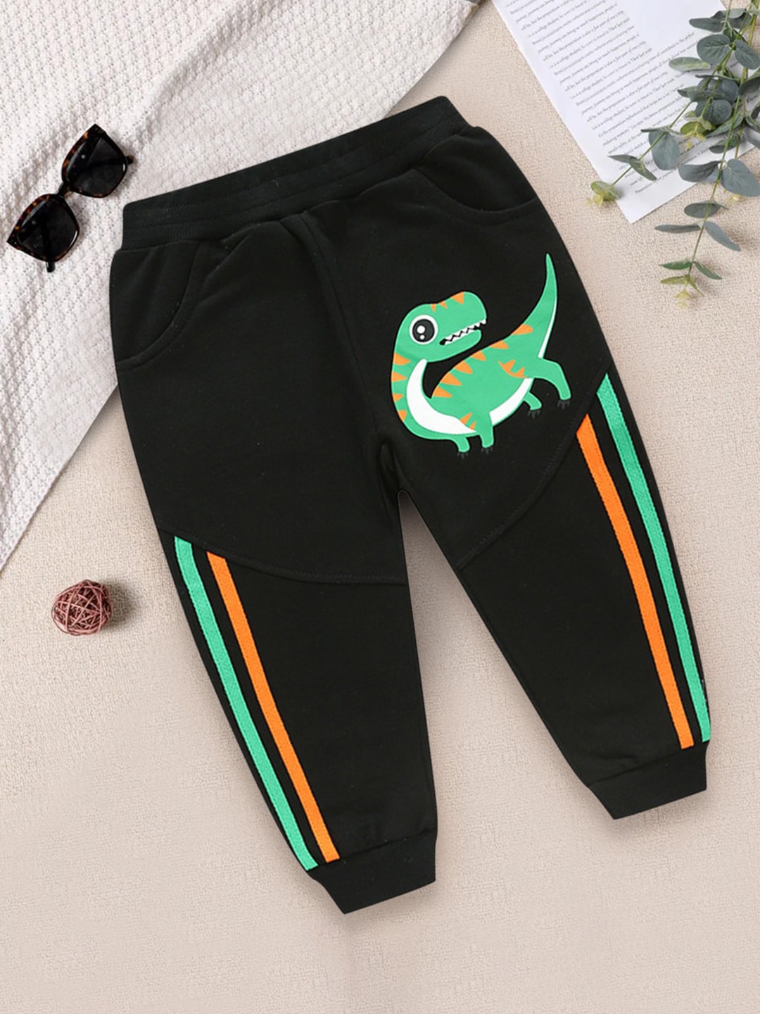 

INCLUD Boys Striped Relaxed-Fit Mid-Rise Joggers, Black