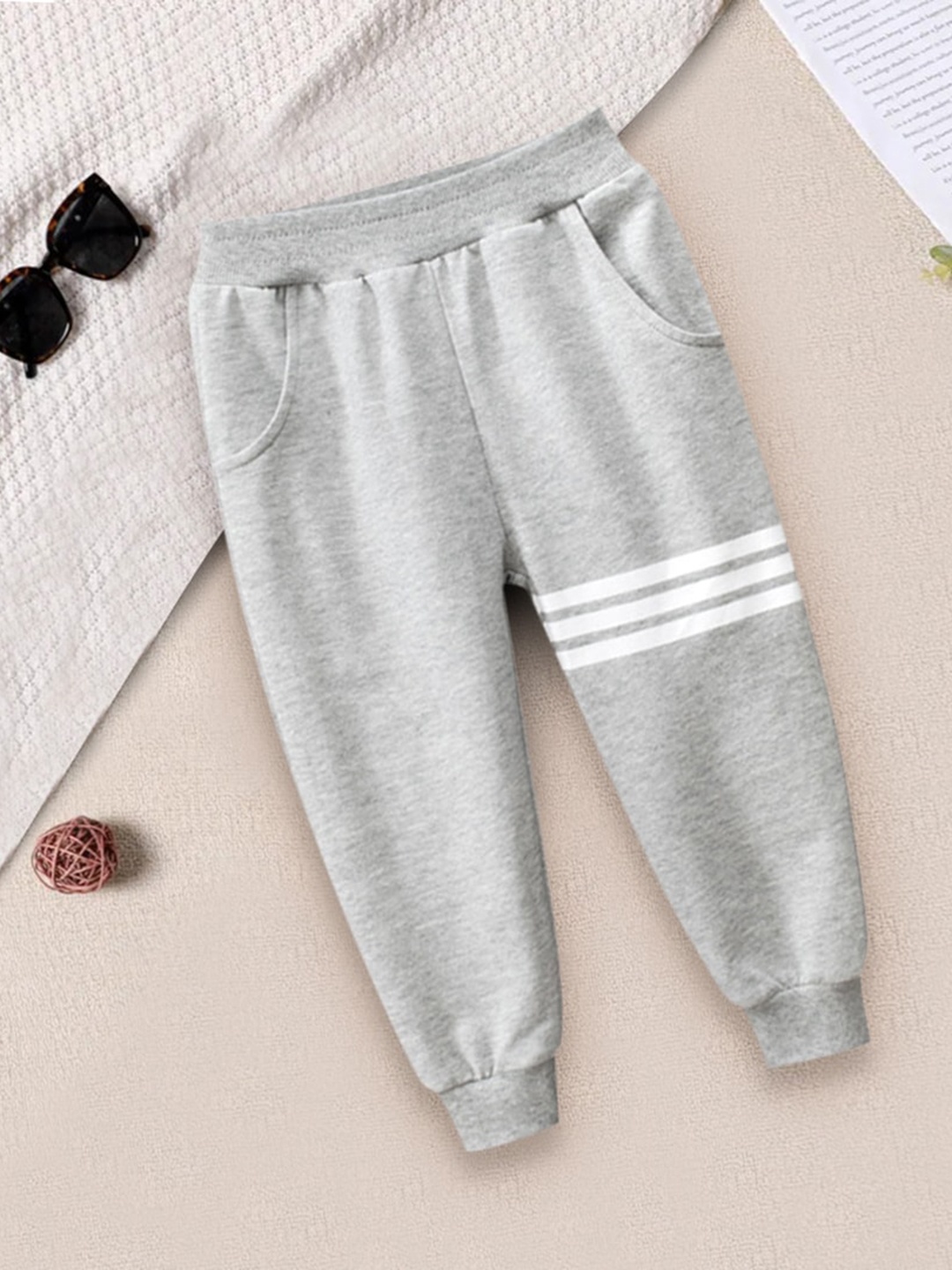 

INCLUD Boys Striped Detailed Relaxed-Fit Mid-Rise Joggers, Grey