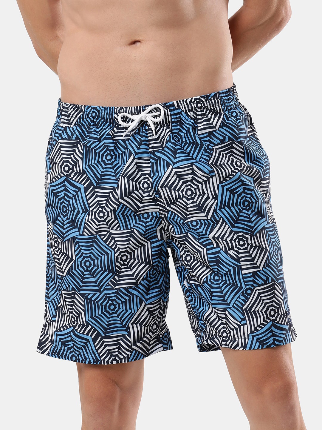 

Speedo Men Geometric Printed Mid-Rise Swim Shorts, Blue