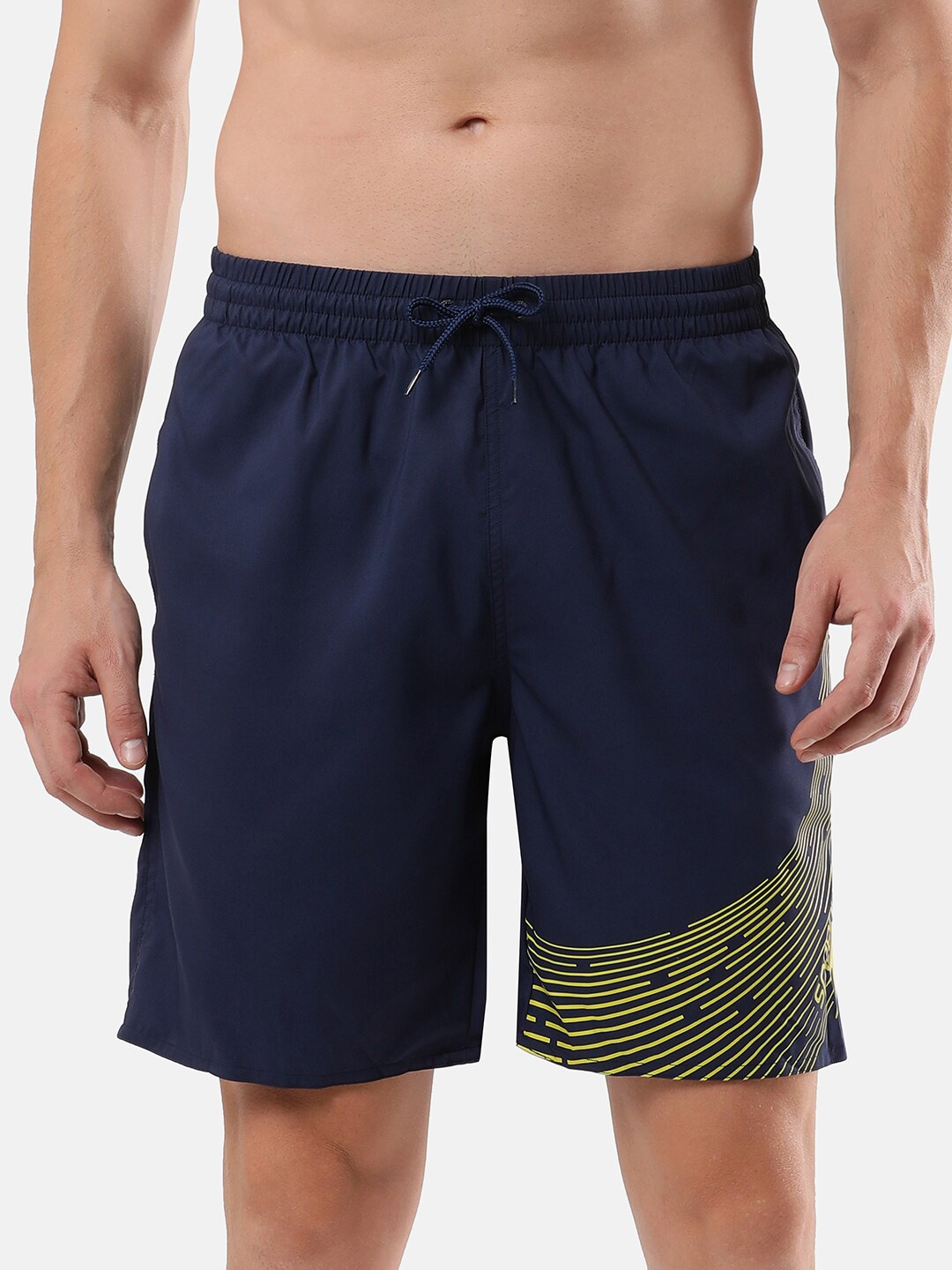 

Speedo Men Printed High Waist Swim Bottoms, Navy blue