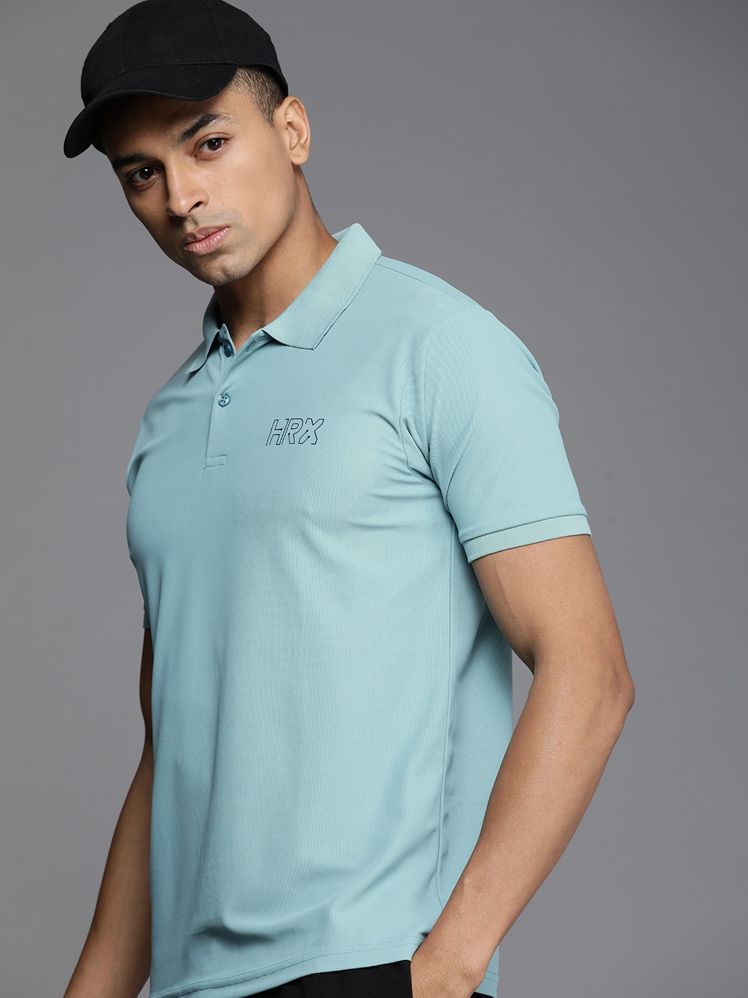 

HRX by Hrithik Roshan Men Brand Logo Printed Polo Collar Rapid-Dry T-shirt, Blue