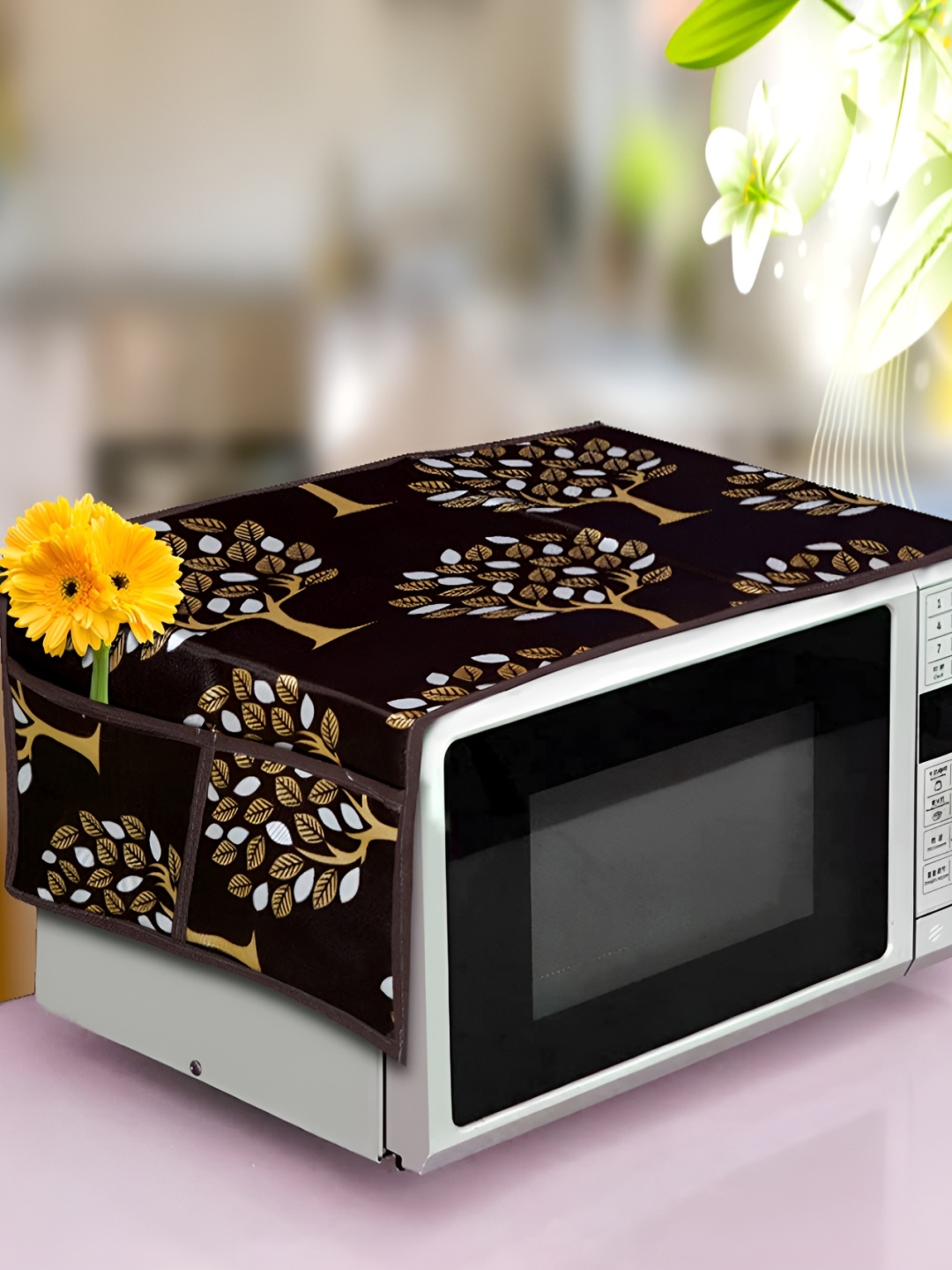 

hargunz Brown Printed Microwave Oven Cover