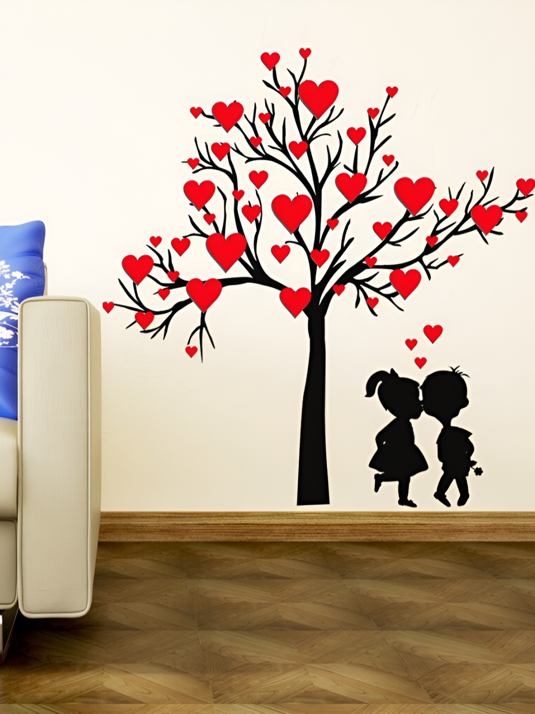 

Aquire Red Black Heart Self Adhesive Wall Sticker
