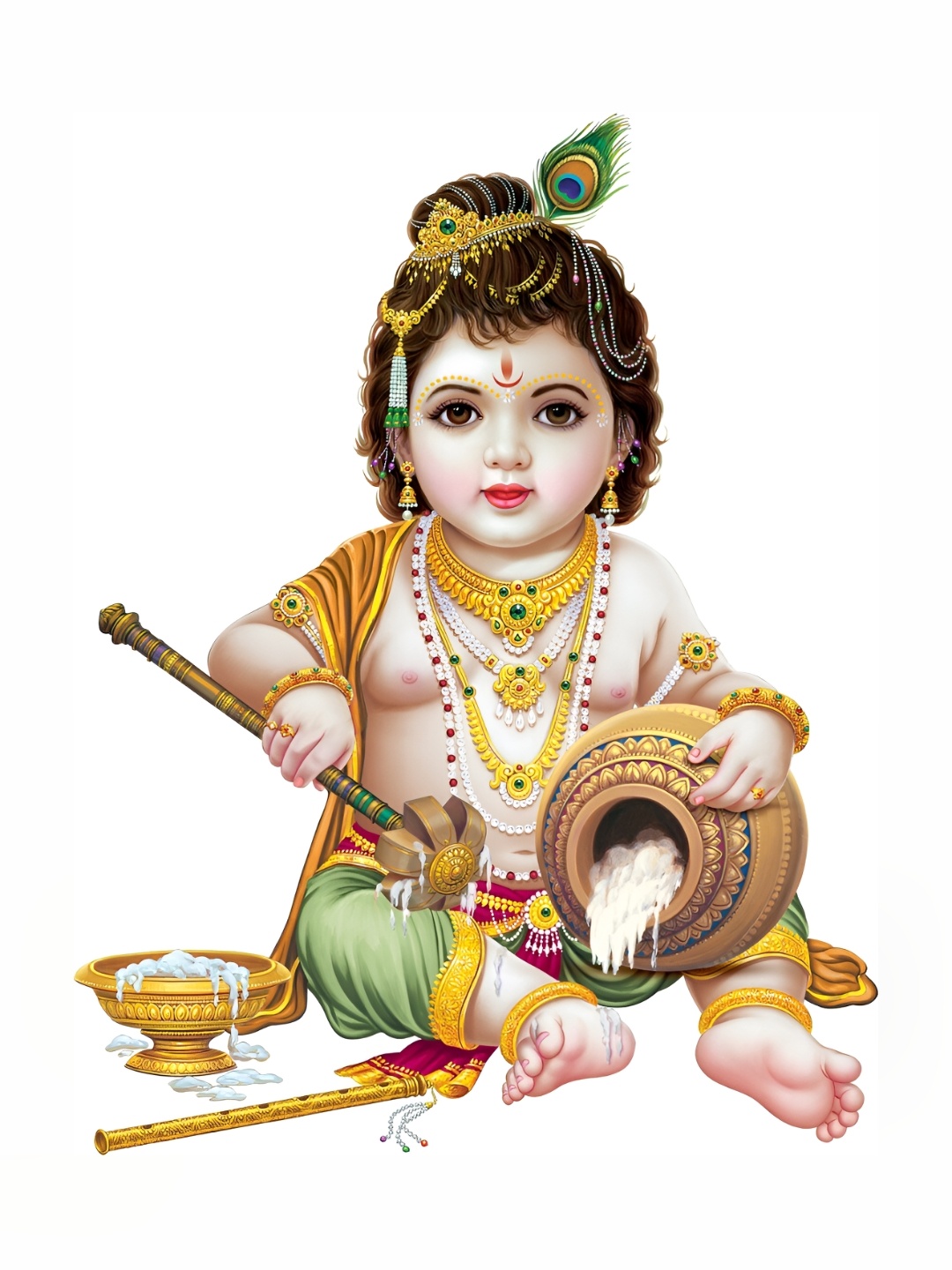 

Aquire Yellow Green Baby Krishna Makhan Chor Modern Art Self Adhesive Wall Sticker
