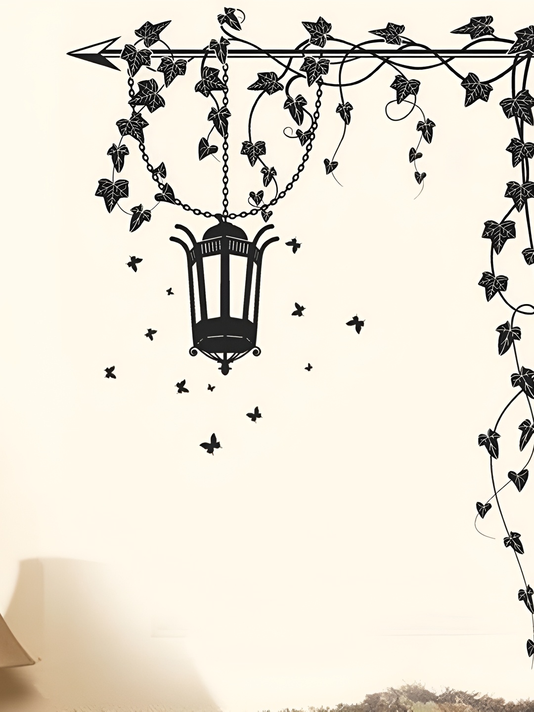 

Aquire Black Hanging Lamp & Vines Floral & Botanical Self Adhesive Wall Sticker