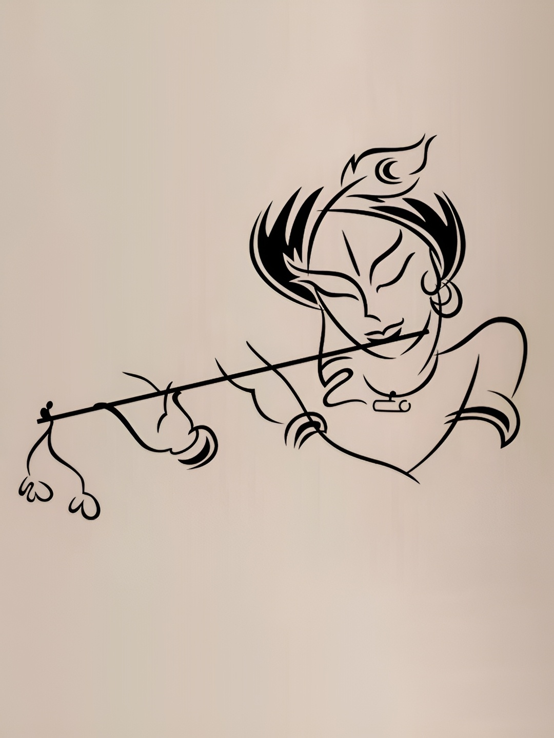 

Aquire Black Krishna Modern Art Self Adhesive Wall Sticker