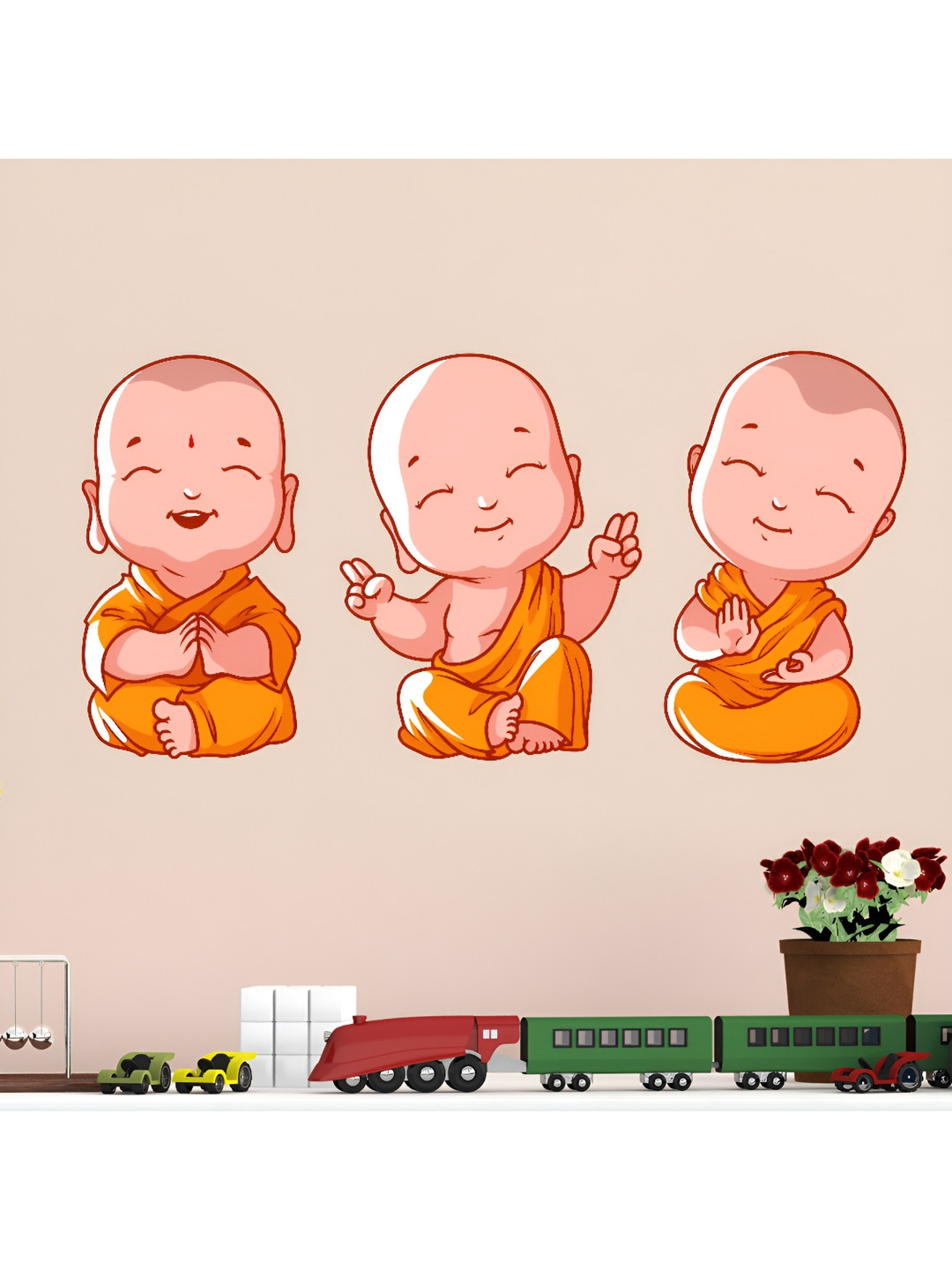

Aquire Orange & Beige Religious Baby Buddha Self-Adhesive Wall Sticker