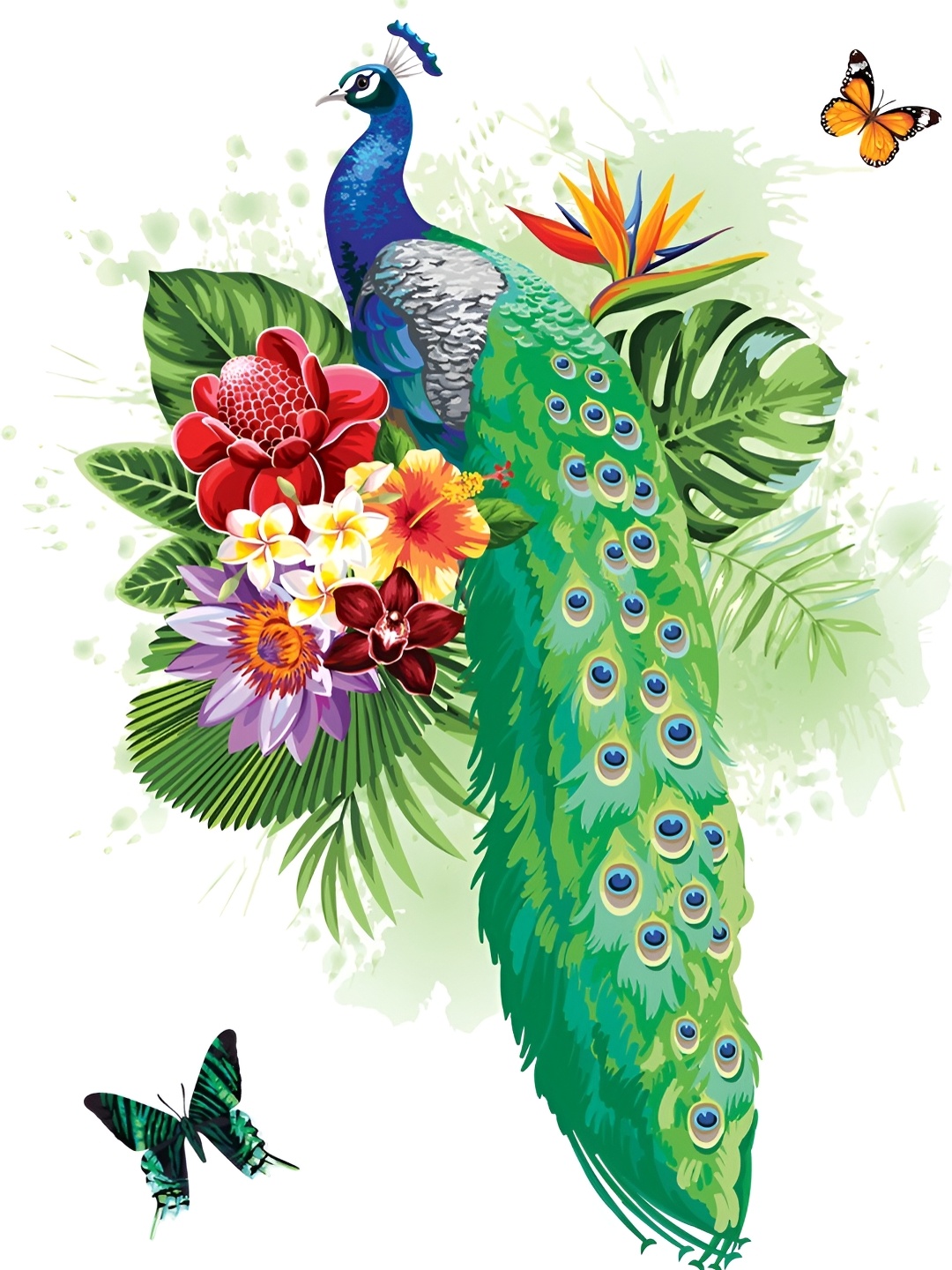 

Aquire Blue & Green Flower Peacock Self Adhesive Sticker
