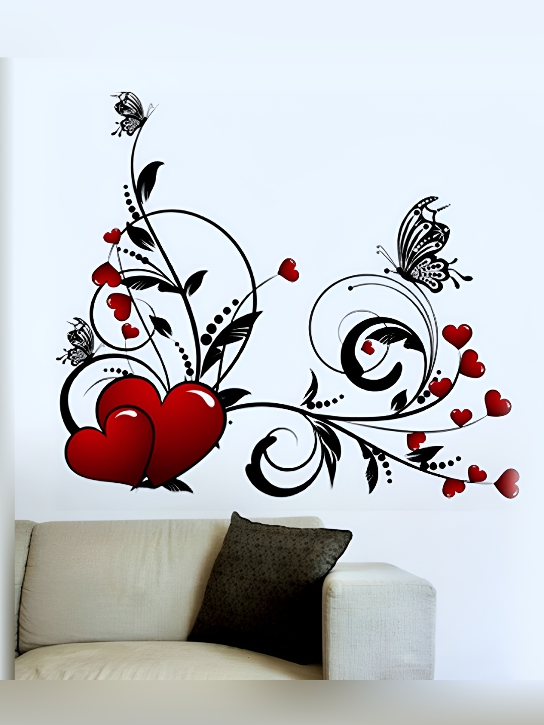 

Aquire Red & Black Hearts With Floral Design Self Adhesive Sticker