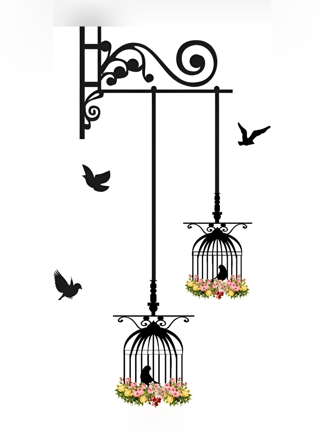 

Aquire Black Bird Cage Self Adhesive Wall Sticker
