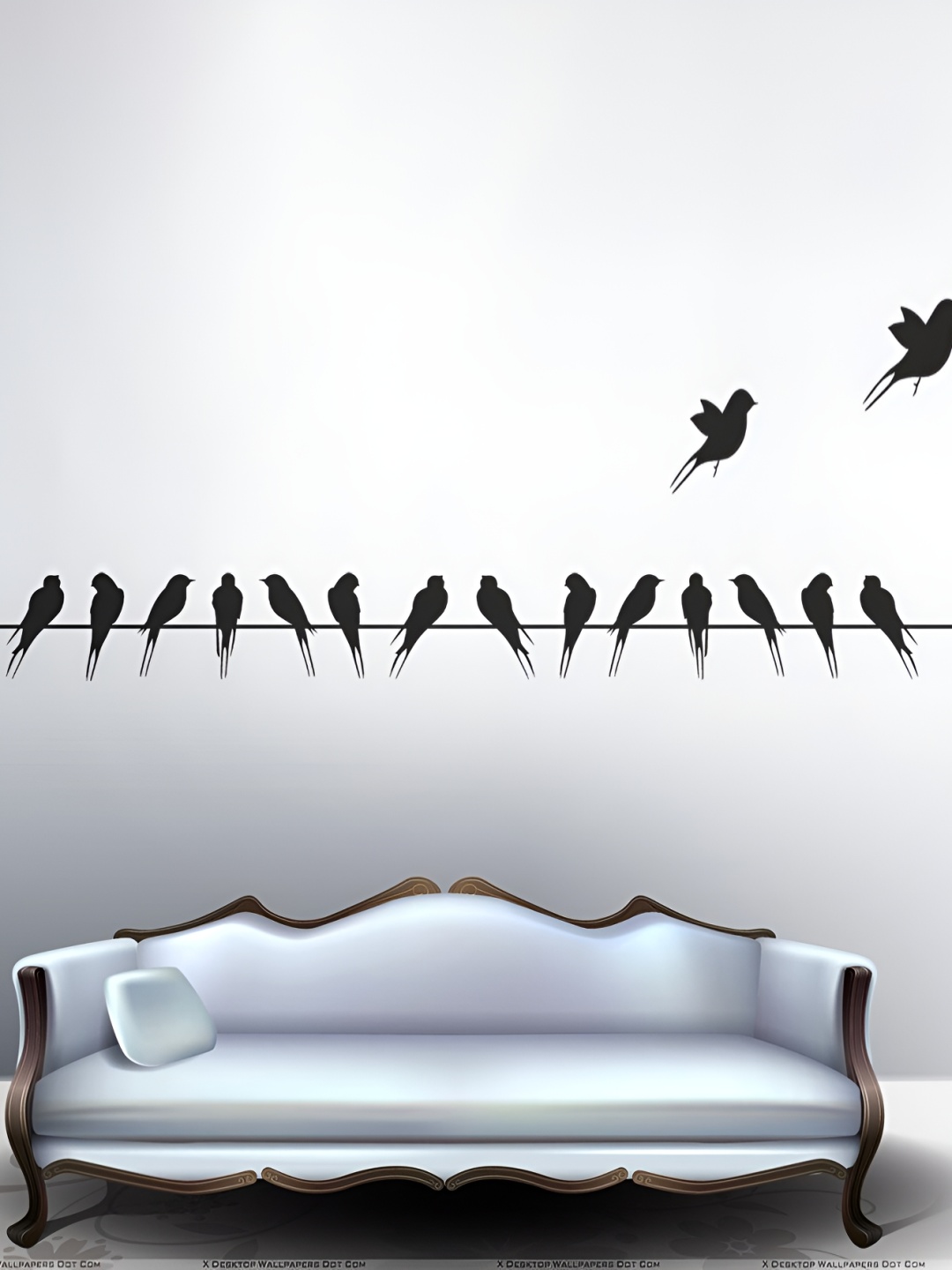 

Aquire Black Beautiful Long Tail Birds on Wire Self Adhesive Wall Sticker