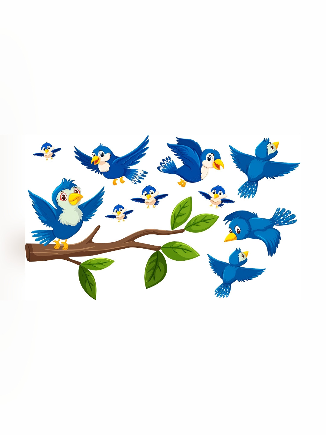 

Aquire Blue & Green Birds And Animals Modern Art Printed Waterproof Wall Sticker