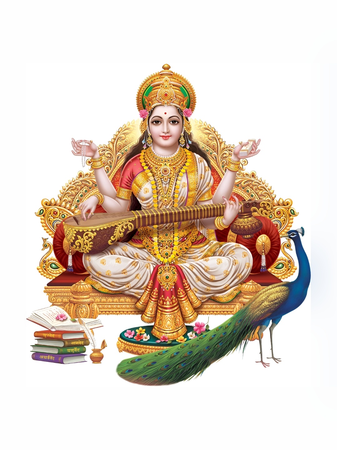 

Aquire Red & White Saraswati Self Adhesive Waterproof HD Wall Sticker