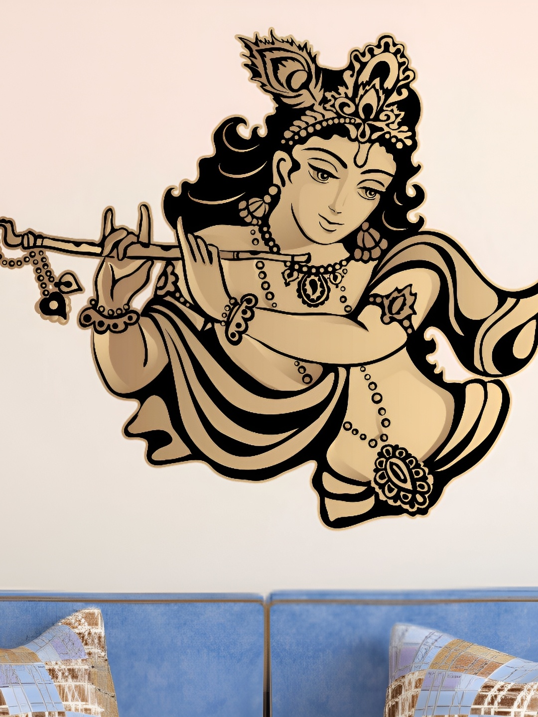 

Aquire Black & Beige God Krishna Playing Flute Beautiful Design Self Adhesive Wall Sticker