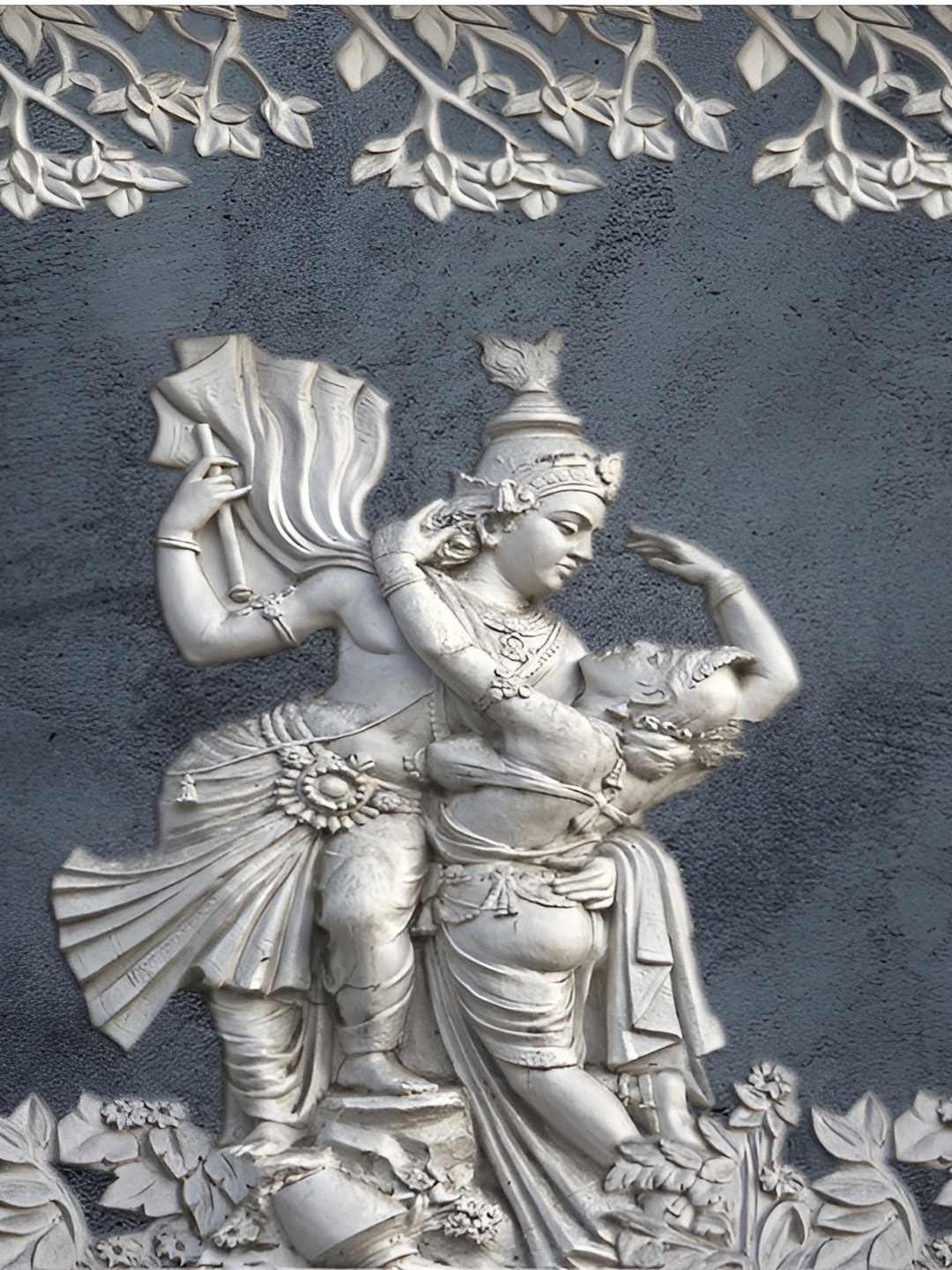 

Aquire Silver Toned Radhe Krishna Canvas HD Digital Painting Self Adhesive Wall Sticker