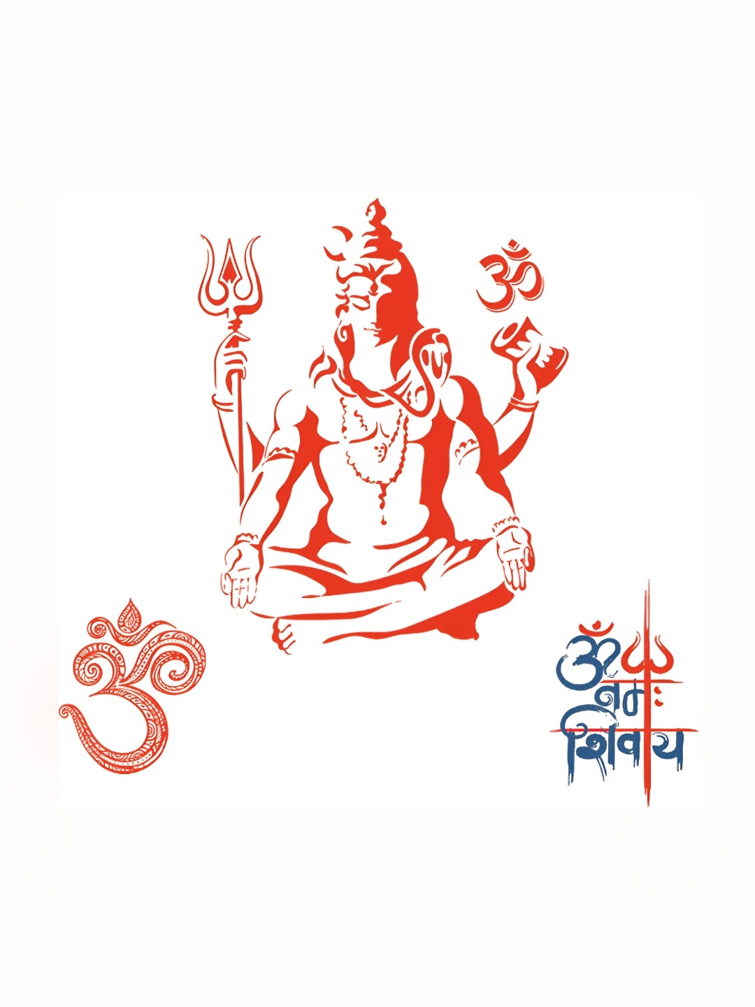 

Aquire Shiva with Om Self Adhesive Wall Stickers, Red
